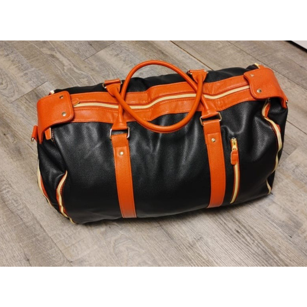 Luhxe - Travel 2.0 Duffel TSA Approved Carry-On Bag in black and orange
